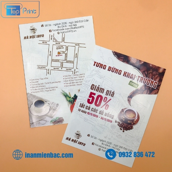 Tờ rơi khai trương quán cafe